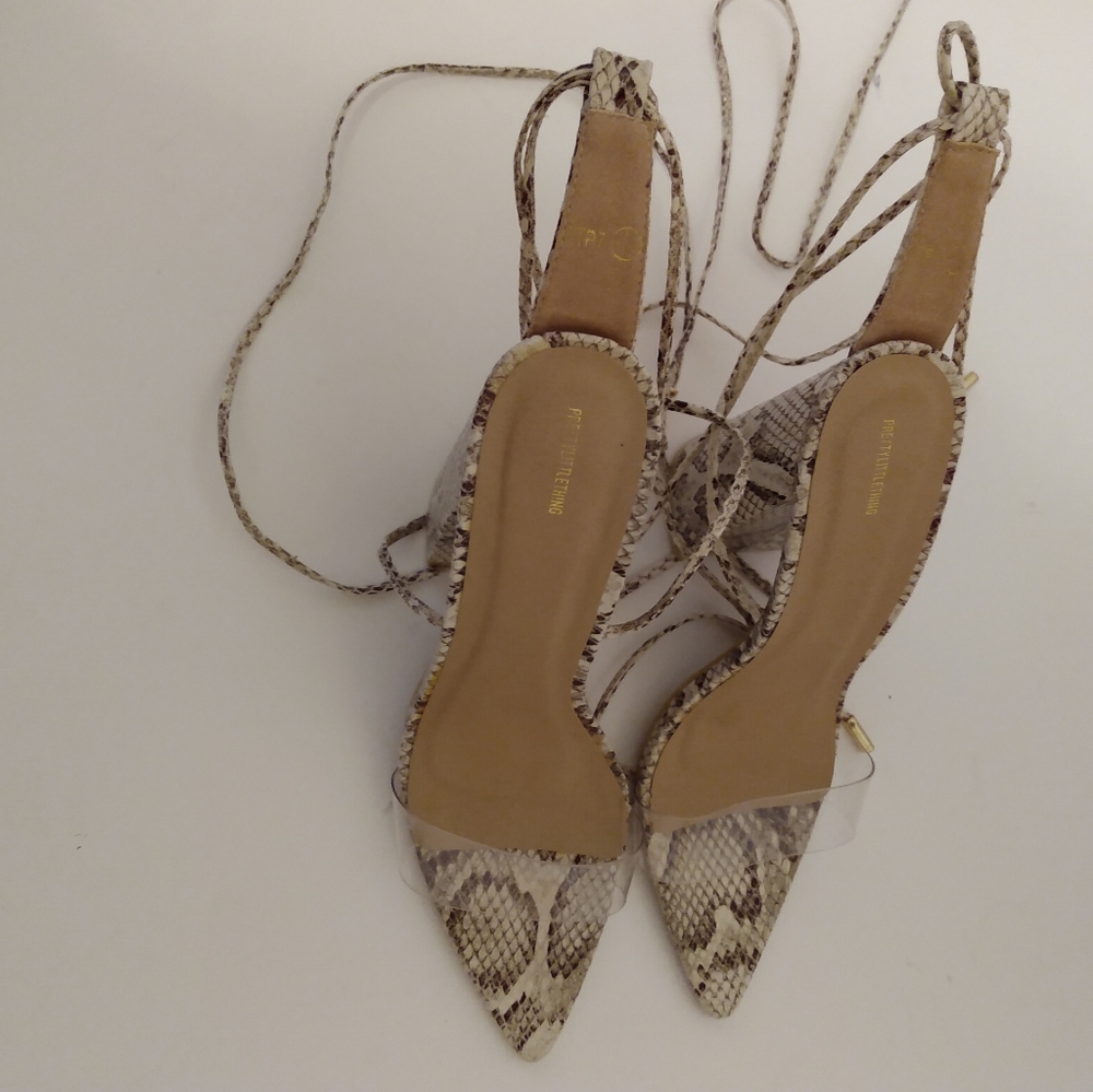 Pretty Little Thing Snake Print Strap Open Point … - image 7